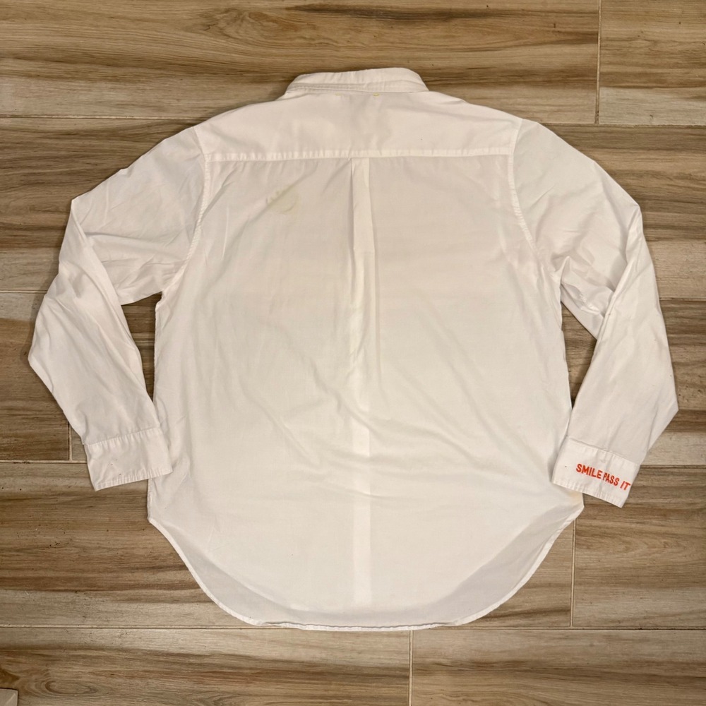 Kerri Rosenthal White Cotton Smiley Face Button Down Shirt KR21-2003 Large - Picture 3 of 8